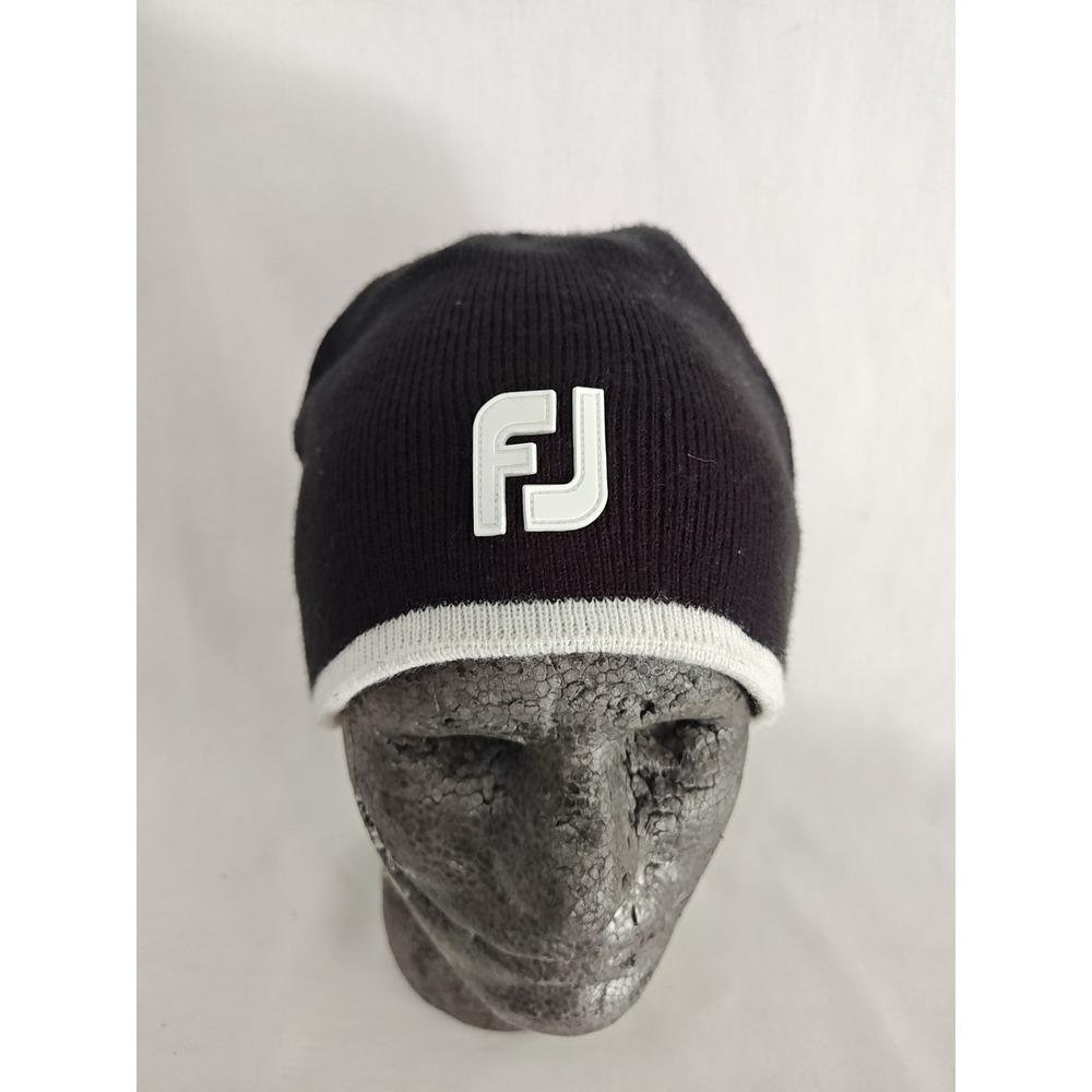 FootJoy Adult Beanie Hat "FJ" Winter Fall Golf Black White With logo OSFA